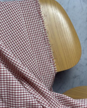 Tissu Coton Seersucker À Petits Carreaux Vichy Rose Corail Jagger Tissus Au Mètre Nuances Fabrics 1