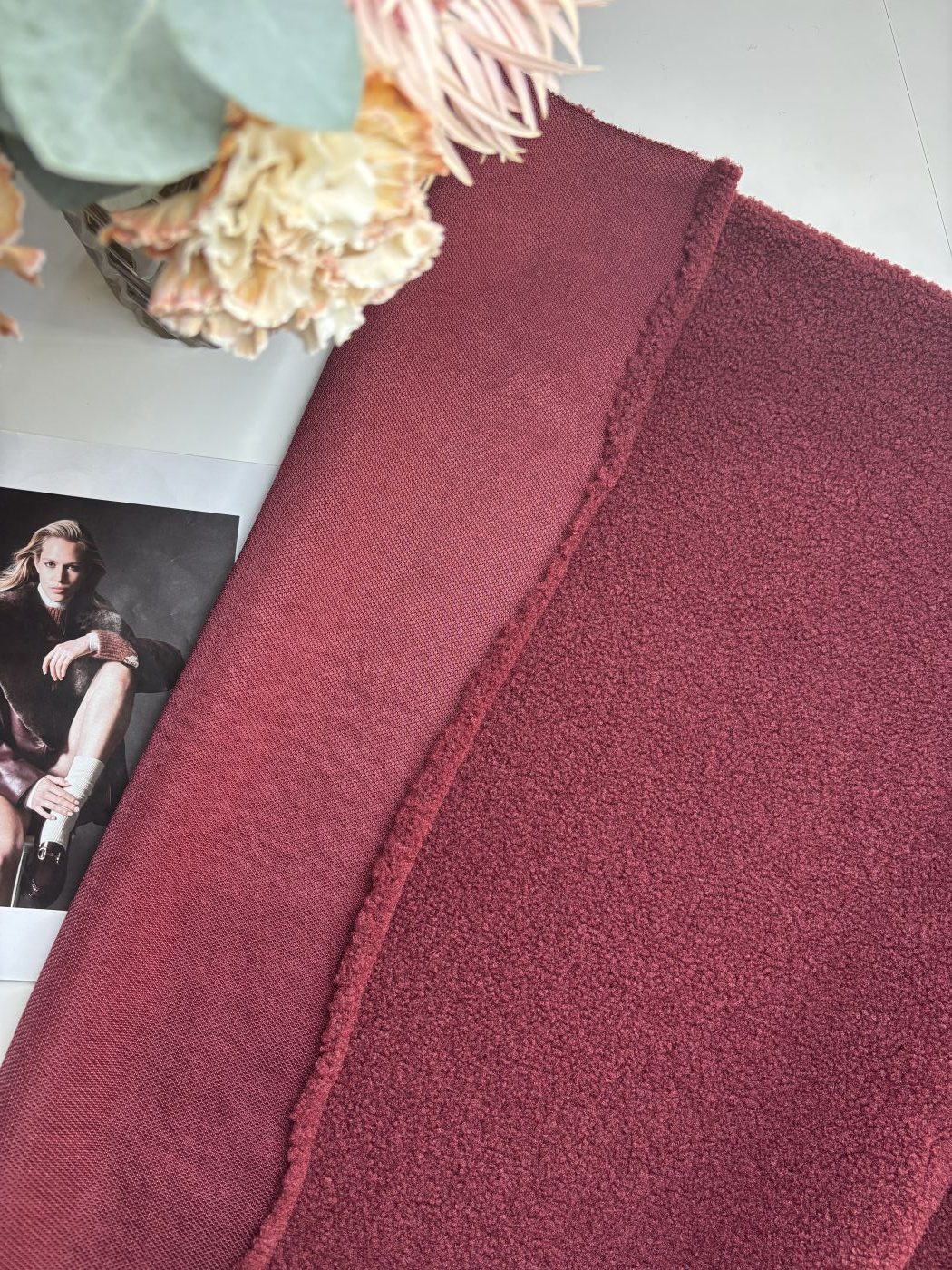 Sherpa Céline Bordeaux Tissus Au Mètre Nuances Fabrics 6