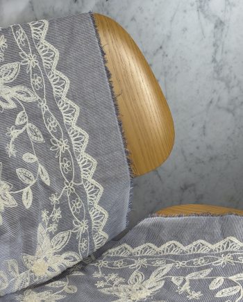 Tissu Coton Rayé À Broderies Florales Appliquées Audrey Tissus Au Mètre Nuances Fabrics 1