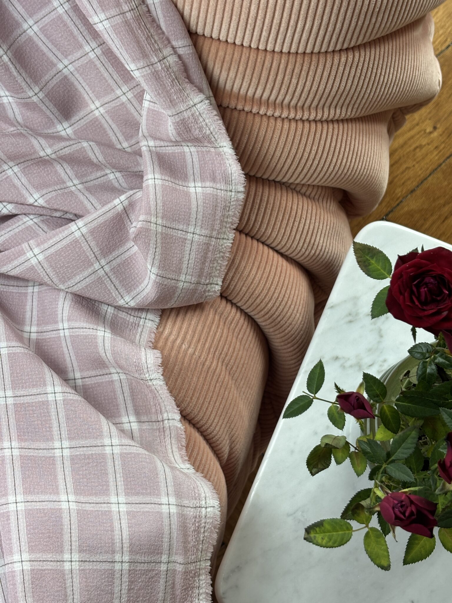 Tissu Bianca Tissu À Carreaux Rose Poudré Tissus Au Mètre Nuances Fabrics 3